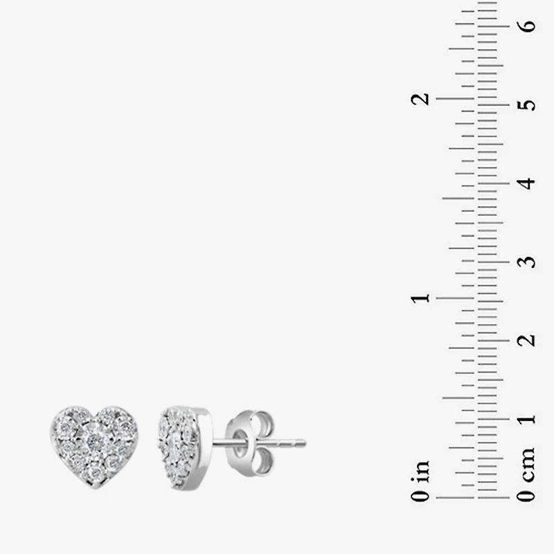 Effy Final Call Limited Quantities! 1/4 CT. T.W. Natural White Diamond Sterling Silver 6.5mm Heart Stud Earrings