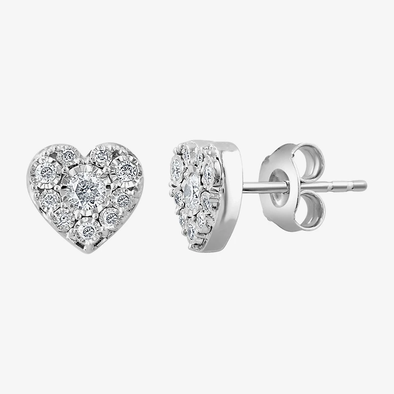 Effy Final Call Limited Quantities! 1/4 CT. T.W. Natural White Diamond Sterling Silver 6.5mm Heart Stud Earrings