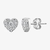 Effy Final Call Limited Quantities! 1/4 CT. T.W. Natural White Diamond Sterling Silver 6.5mm Heart Stud Earrings