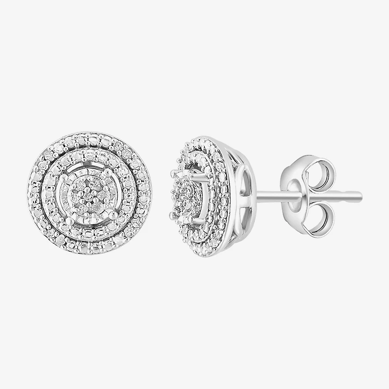 Effy Final Call Limited Quantities! 1/10 CT. T.W. Natural White Diamond Sterling Silver 9.5mm Round Stud Earrings