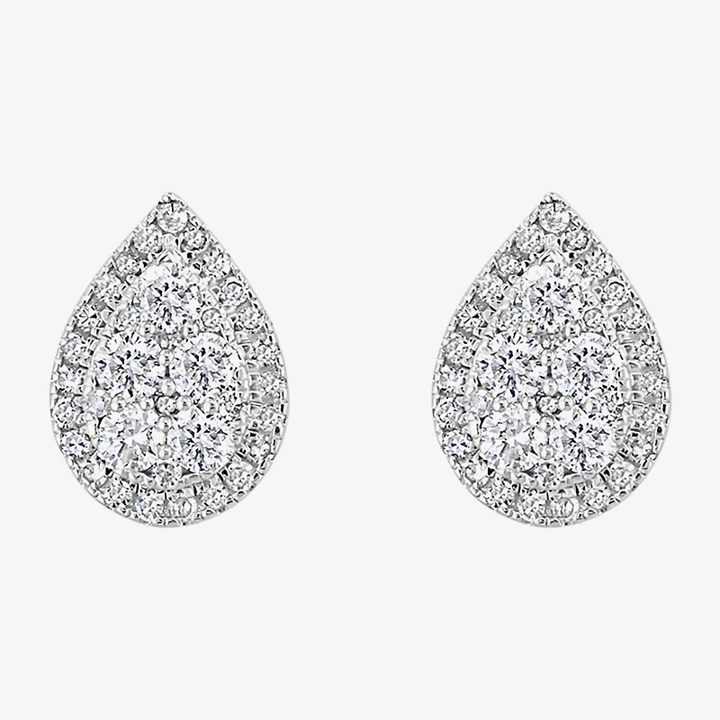 Effy Final Call Limited Quantities! 1/2 CT. T.W. Natural White Diamond Sterling Silver 10.2mm Pear Stud Earrings