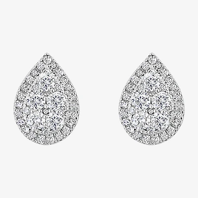 Effy Final Call Limited Quantities! 1/2 CT. T.W. Natural White Diamond Sterling Silver 10.2mm Pear Stud Earrings