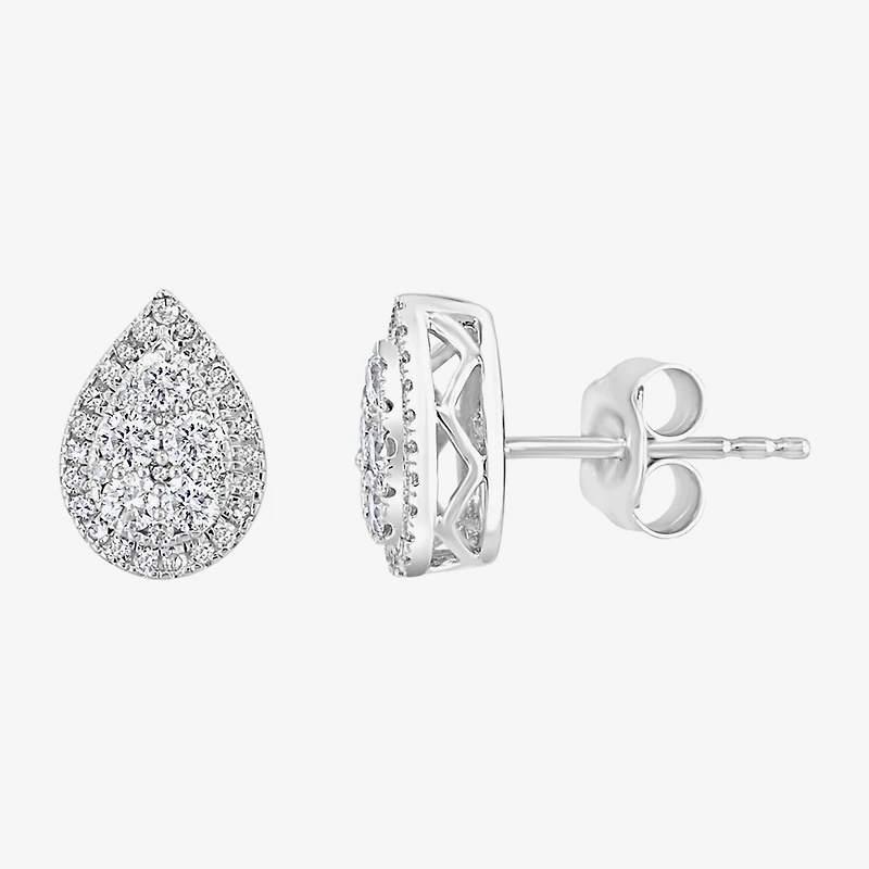Effy Final Call Limited Quantities! 1/2 CT. T.W. Natural White Diamond Sterling Silver 10.2mm Pear Stud Earrings
