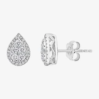 Effy Final Call Limited Quantities! 1/2 CT. T.W. Natural White Diamond Sterling Silver 10.2mm Pear Stud Earrings