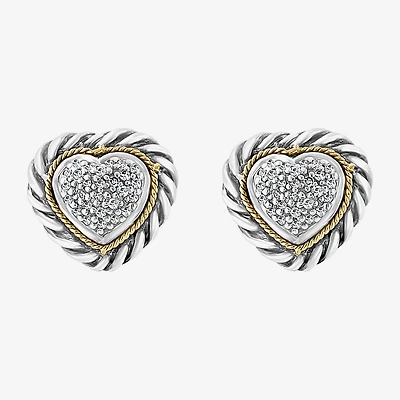 Effy Final Call Limited Quantities! 1/5 CT. Natural White Diamond 18K Gold Over Silver 10mm Heart Stud Earrings
