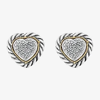 Effy Final Call Limited Quantities! 1/5 CT. Natural White Diamond 18K Gold Over Silver 10mm Heart Stud Earrings