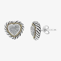 Effy Final Call Limited Quantities! 1/5 CT. Natural White Diamond 18K Gold Over Silver 10mm Heart Stud Earrings