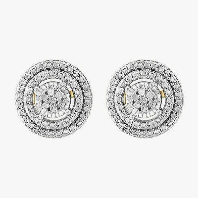 Effy Final Call Limited Quantities! 1/10 CT. T.W. Natural White Diamond 14K Gold Over Silver 9.5mm Round Stud Earrings