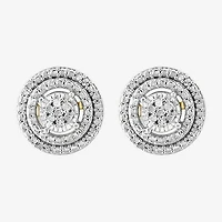 Effy Final Call Limited Quantities! 1/10 CT. T.W. Natural White Diamond 14K Gold Over Silver 9.5mm Round Stud Earrings
