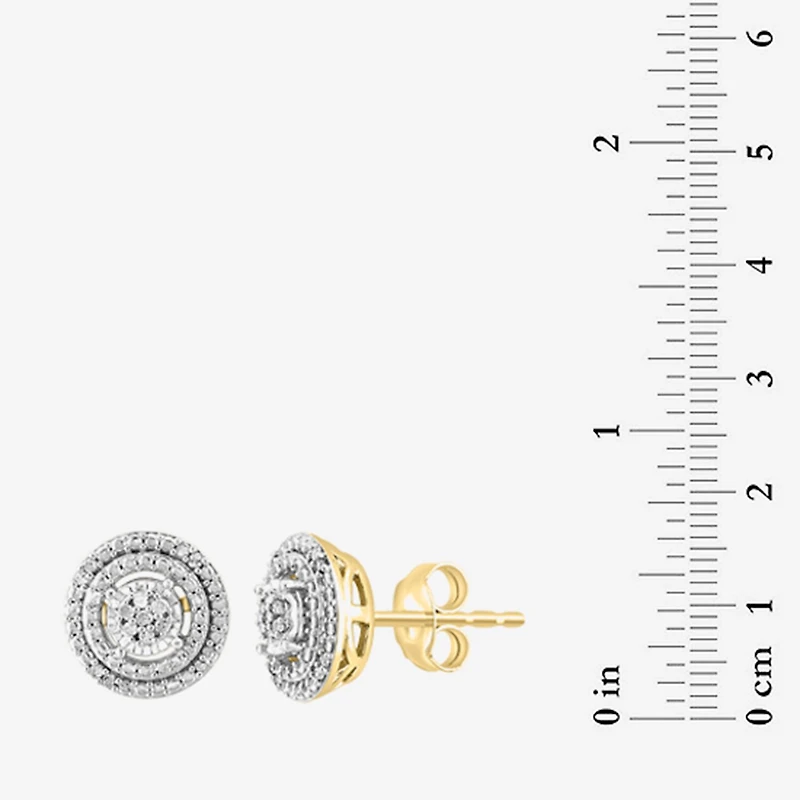 Effy Final Call Limited Quantities! 1/10 CT. T.W. Natural White Diamond 14K Gold Over Silver 9.5mm Round Stud Earrings