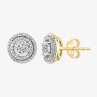 Effy Final Call Limited Quantities! 1/10 CT. T.W. Natural White Diamond 14K Gold Over Silver 9.5mm Round Stud Earrings