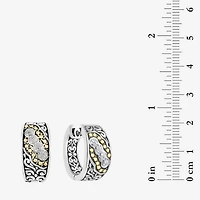 Effy Final Call Limited Quantities! Womens 1/8 CT. T.W. Natural White Diamond 18K Gold Over Silver 14.5mm Hoop Earrings