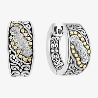 Effy Final Call Limited Quantities! Womens 1/8 CT. T.W. Natural White Diamond 18K Gold Over Silver 14.5mm Hoop Earrings