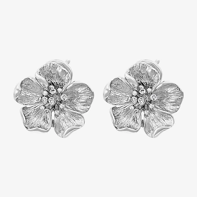 Effy Final Call Limited Quantities! Diamond Accent Natural White Diamond Sterling Silver 15mm Flower Stud Earrings