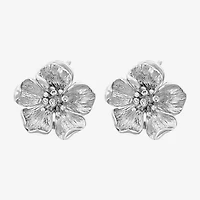 Effy Final Call Limited Quantities! Diamond Accent Natural White Diamond Sterling Silver 15mm Flower Stud Earrings