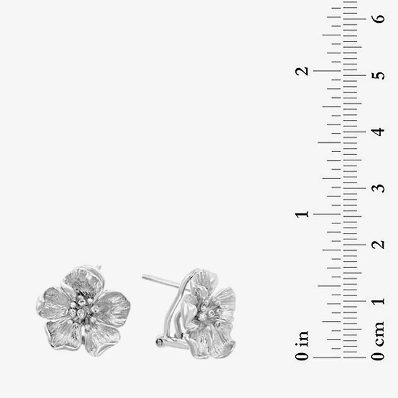 Effy Final Call Limited Quantities! Diamond Accent Natural White Diamond Sterling Silver 15mm Flower Stud Earrings
