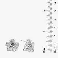 Effy Final Call Limited Quantities! Diamond Accent Natural White Diamond Sterling Silver 15mm Flower Stud Earrings