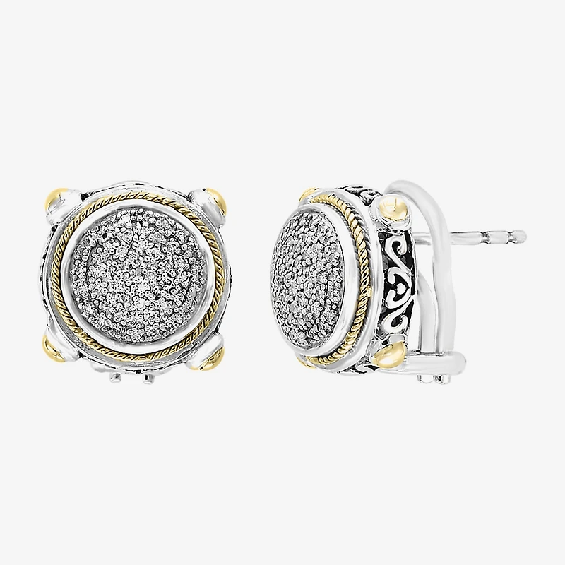 Effy Final Call Limited Quantities! 1/3 CT. T.W. Natural White Diamond 18K Gold Over Silver 12mm Round Stud Earrings