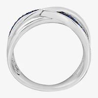 Effy Final Call Limited Quantities! Womens 2MM 1/10 CT. T.W. Genuine Blue Sapphire 14K White Gold Crossover Band