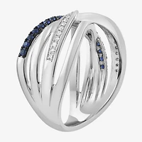 Effy Final Call Limited Quantities! Womens 2MM 1/10 CT. T.W. Genuine Blue Sapphire 14K White Gold Crossover Band