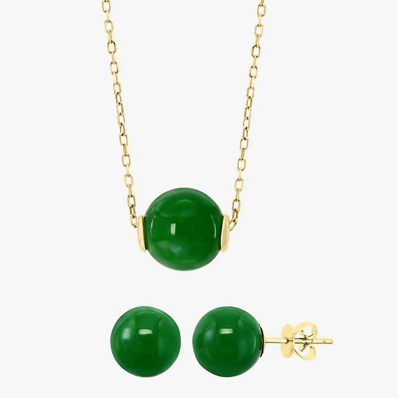 Effy Final Call Limited Quantities! Womens Genuine Green Jade 14K Gold Round 2-pc. Jewelry Set