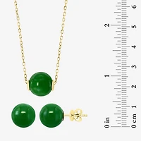 Effy Final Call Limited Quantities! Womens Genuine Green Jade 14K Gold Round 2-pc. Jewelry Set