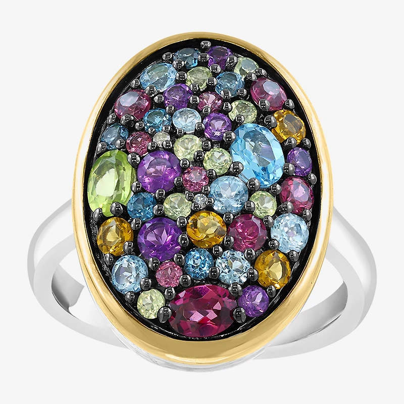 Effy Final Call Limited Quantities! Womens Genuine Multi Color 14K Gold Over Silver Oval Cocktail Ring