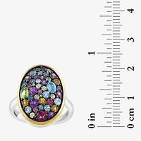 Effy Final Call Limited Quantities! Womens Genuine Multi Color 14K Gold Over Silver Oval Cocktail Ring