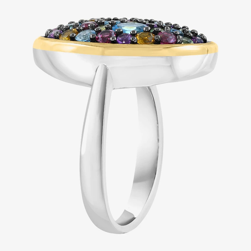 Effy Final Call Limited Quantities! Womens Genuine Multi Color 14K Gold Over Silver Oval Cocktail Ring