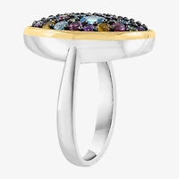 Effy Final Call Limited Quantities! Womens Genuine Multi Color 14K Gold Over Silver Oval Cocktail Ring