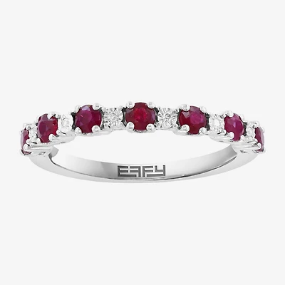 Effy Final Call Limited Quantities! Womens Diamond Accent Genuine Ruby Sterling Silver Stackable Ring