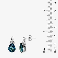 Effy Final Call Limited Quantities! Diamond Accent Genuine Blue Topaz Sterling Silver 12mm Pear Stud Earrings