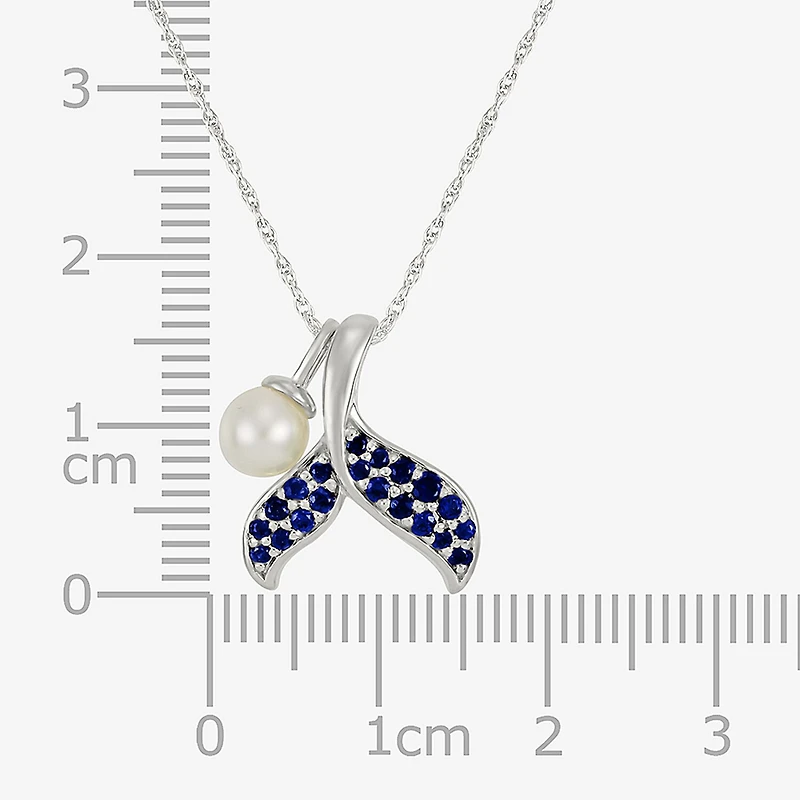 Womens Genuine White Sterling Silver 18 Inch Pendant Necklace