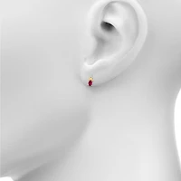 Lab Created Red Ruby 10K Gold Over Silver 13.4mm Oval Stud Earrings