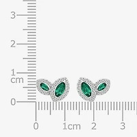 Lab Created Green Emerald Sterling Silver 8.5mm Marquise Stud Earrings