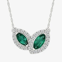 Womens Lab Created Green Emerald Sterling Silver 17 1/2 Inch Pendant Necklace