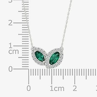 Womens Lab Created Green Emerald Sterling Silver 17 1/2 Inch Pendant Necklace