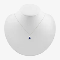 Womens Lab Created Blue Sapphire Sterling Silver Pear 18 Inch Pendant Necklace