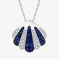 Womens Lab Created Blue Sapphire Sterling Silver Round 18 Inch Pendant Necklace