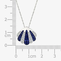 Womens Lab Created Blue Sapphire Sterling Silver Round 18 Inch Pendant Necklace