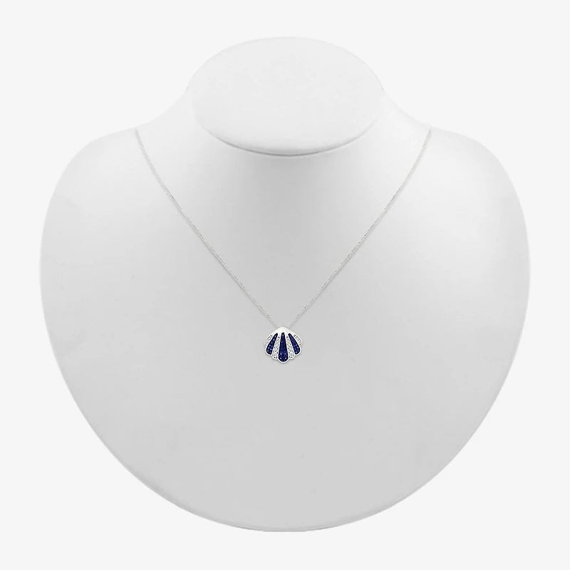 Womens Lab Created Blue Sapphire Sterling Silver Round 18 Inch Pendant Necklace