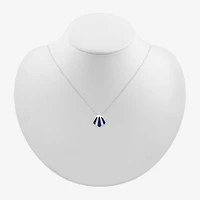 Womens Lab Created Blue Sapphire Sterling Silver Round 18 Inch Pendant Necklace
