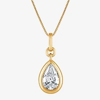 (G/Si1-Si2) Womens 1 CT. T.W. Lab Grown White Diamond 14K Gold Over Silver Pear 18 Inch Pendant Necklace