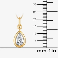 (G/Si1-Si2) Womens 1 CT. T.W. Lab Grown White Diamond 14K Gold Over Silver Pear 18 Inch Pendant Necklace