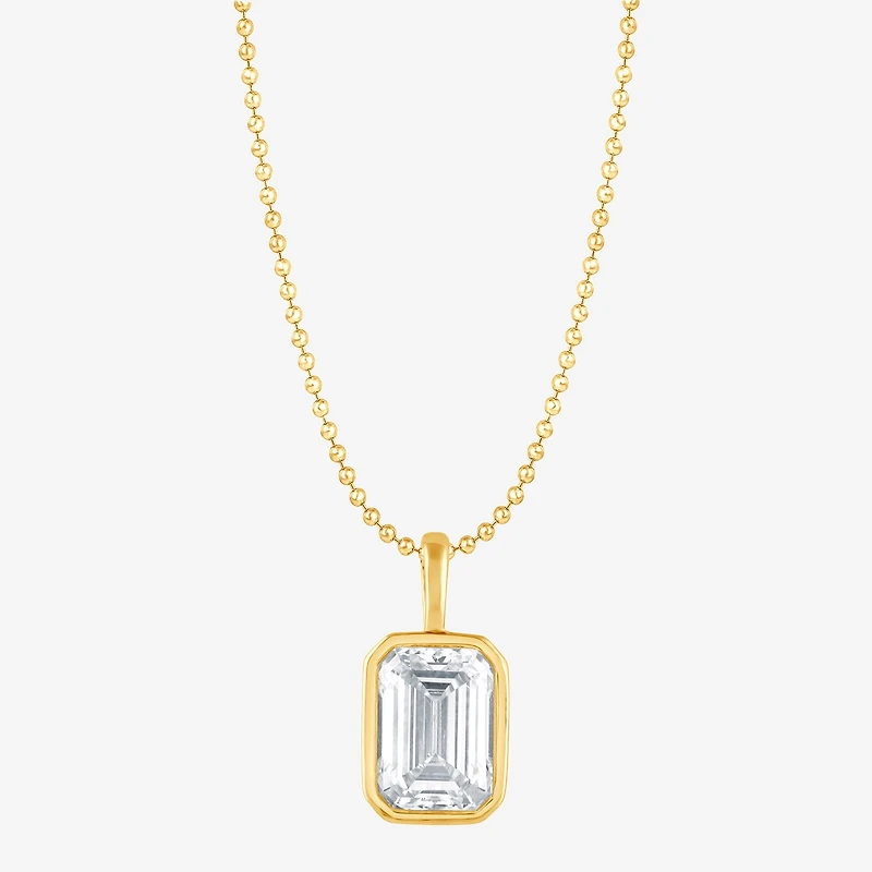 (G/Si1-Si2) Womens 1 CT. T.W. Lab Grown White Diamond 14K Gold Over Silver 18 Inch Pendant Necklace