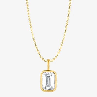 (G/Si1-Si2) Womens 1 CT. T.W. Lab Grown White Diamond 14K Gold Over Silver 18 Inch Pendant Necklace