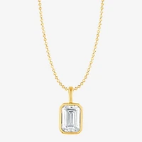 (G/Si1-Si2) Womens 1 CT. T.W. Lab Grown White Diamond 14K Gold Over Silver 18 Inch Pendant Necklace