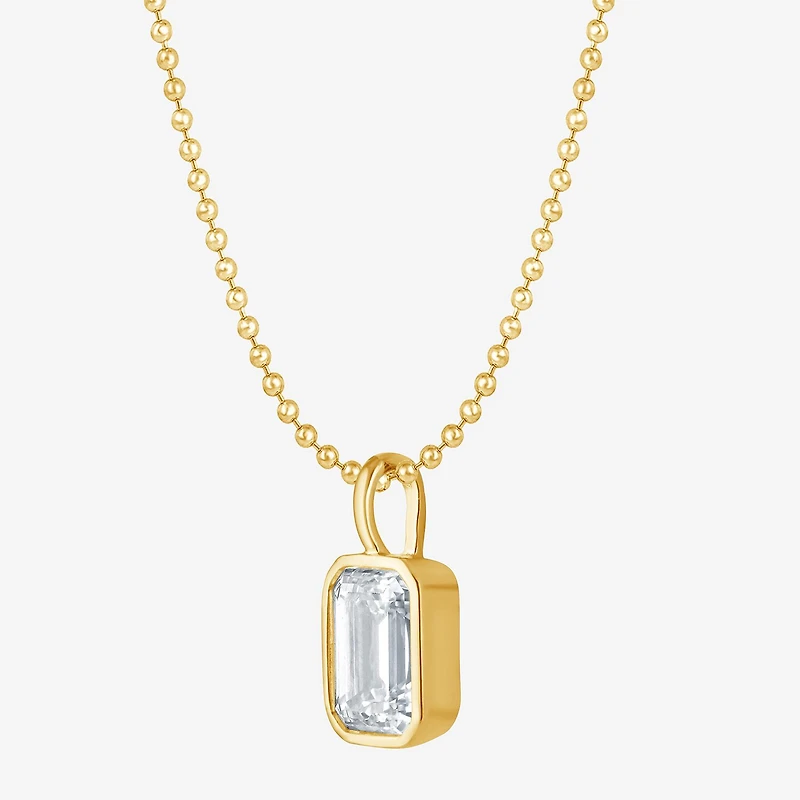 (G/Si1-Si2) Womens 1 CT. T.W. Lab Grown White Diamond 14K Gold Over Silver 18 Inch Pendant Necklace