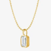 (G/Si1-Si2) Womens 1 CT. T.W. Lab Grown White Diamond 14K Gold Over Silver 18 Inch Pendant Necklace