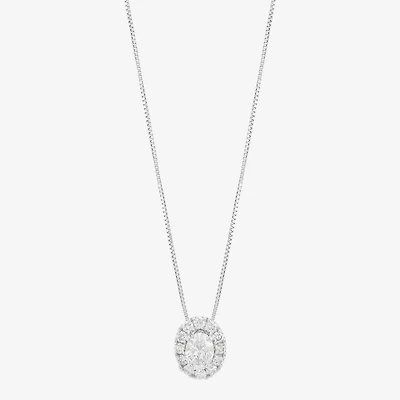(H-I/Si2) Womens 1/2 CT. T.W. Lab Grown White Diamond Sterling Silver Oval 18 Inch Pendant Necklace